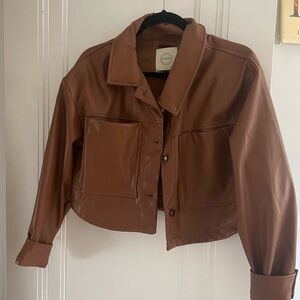 Stoosh Tan Faux Leather Jacket